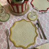 Jute Scalloped  Placemats - Mixed Colours - Set of Six in Basket