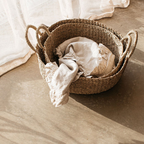 Oval Seagrass Basket with Handles