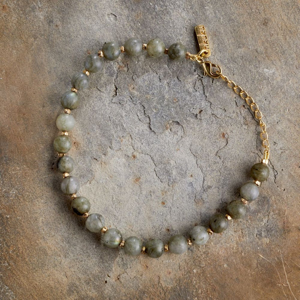 Labradorite Bead Bracelet - Adjustable Length