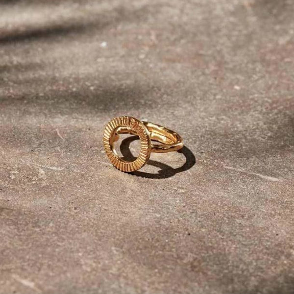 Gold Plated Etched Circle Ring