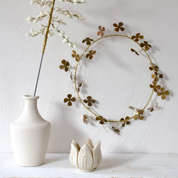 Large Brass Four Leaf Clover Wreath