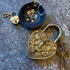 Large Brass Heart Padlock with Embossed Eagle - Boncoeurs