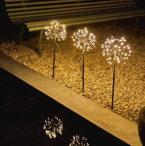 Trio of Dandelion Solar LED Outdoor Stake Lights