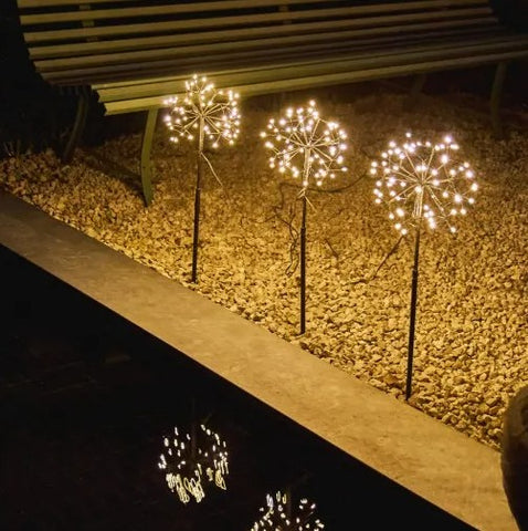 Trio of Dandelion Solar LED Outdoor Stake Lights