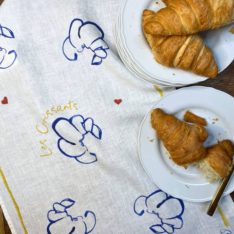 Les Croissants - Linen Tea Towel