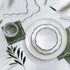 Linen Look Paper Napkins - Olive and White Scallop - Cocktail
