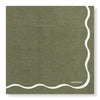 Linen Look Paper Napkins - Olive and White Scallop - Cocktail