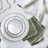 Linen Look Paper Napkins -  Olive and White Scallop - Dinner