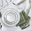 Linen Look Paper Napkins -  Olive and White Scallop - Luncheon