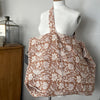Linen and Cotton Tote Bag - Exotic Indian Print - Moccaccino