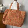 Linen and Cotton Tote Bag - Floral - Scorched Earth 
