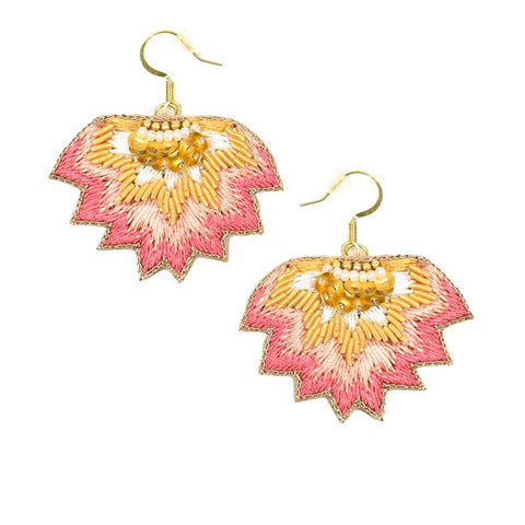 Nahua embroidered earrings Flamingo