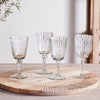 Set of Four Recycled Glass Ribbed Wine Glasses