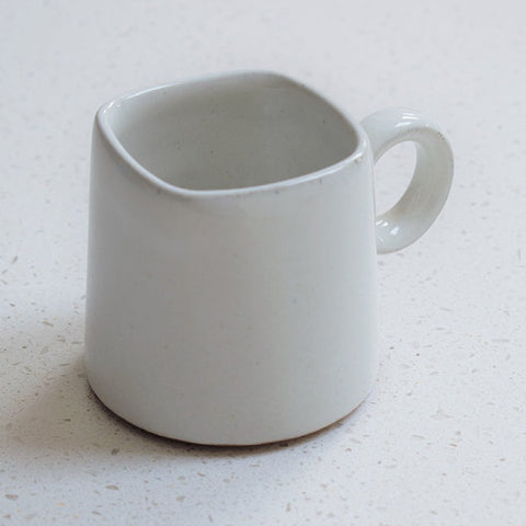 Stoneware Square Topped Coffee Cup - Milk White<br>