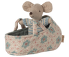 Maileg Baby Mouse in Carry Cot - Blue