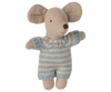 Maileg Baby Mouse in Carry Cot - Blue