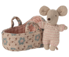 Maileg Baby Mouse in Carry Cot - Rose