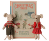 Maileg Christmas Twin Mice, Little Sister and Brother in Book