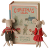 Maileg Christmas Twin Mice, Little Sister and Brother in Book