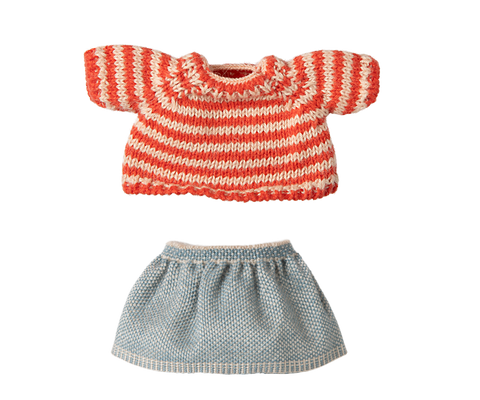 Maileg Knitted Sweater and Skirt, Big Sister Mouse