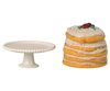 Maileg Party Cake and Cakestand, Mouse - Off-White