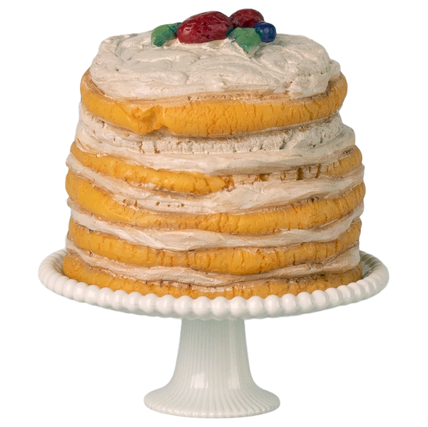 Maileg Party Cake and Cakestand, Mouse - Off-White