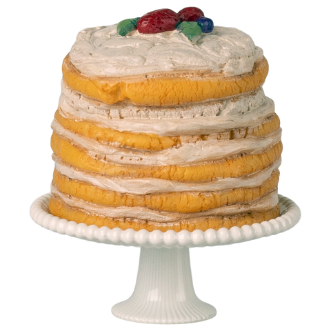 Maileg Party Cake and Cakestand, Mouse - Off-White