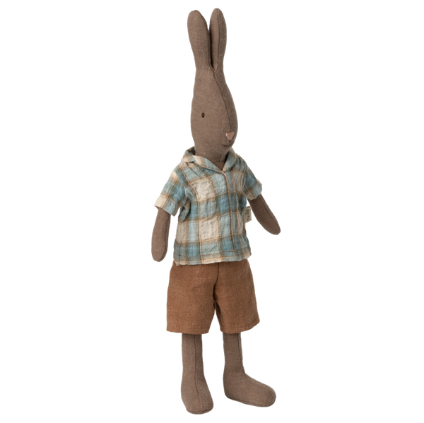 Maileg Rabbit - Brown - in Shirt and Shorts - Size 2