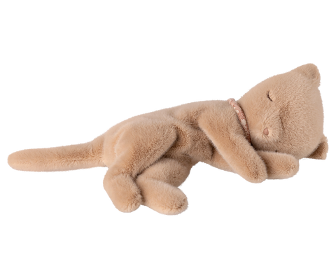 Maileg Sleeping Kitten Plush, Small - Cream Peach