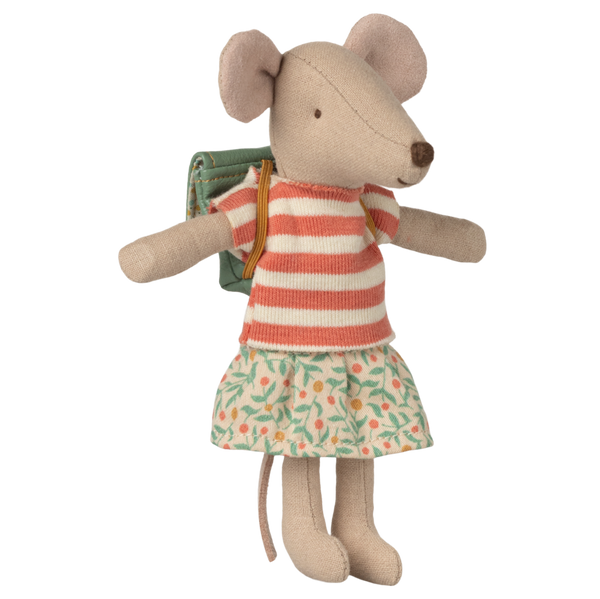 Maileg Tricycle Mouse, Big Sister with Bag - Green