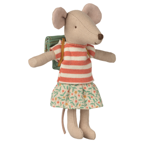 Maileg Tricycle Mouse, Big Sister with Bag - Green