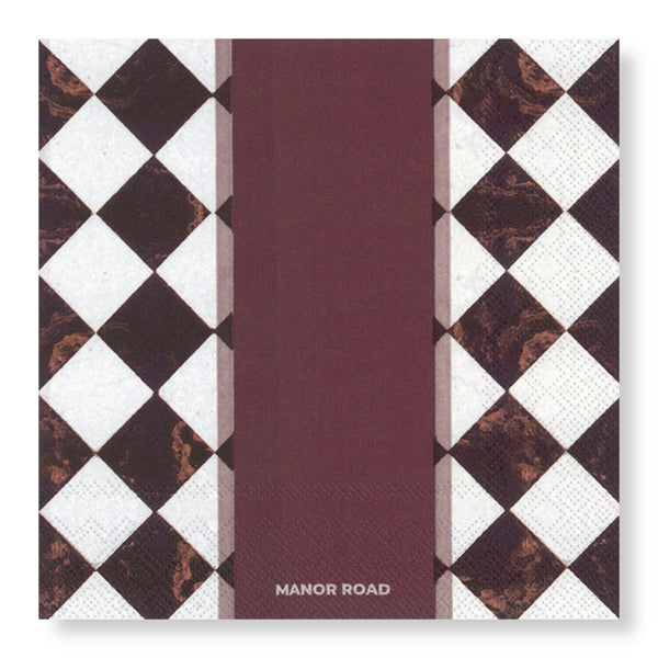 Marbled Bordeaux Paper Napkins - Cocktail