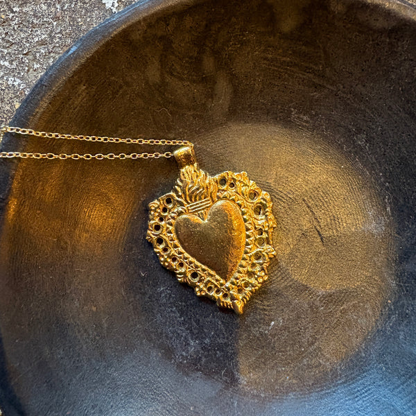 Maria Heart Necklace - Brass - Boncoeurs