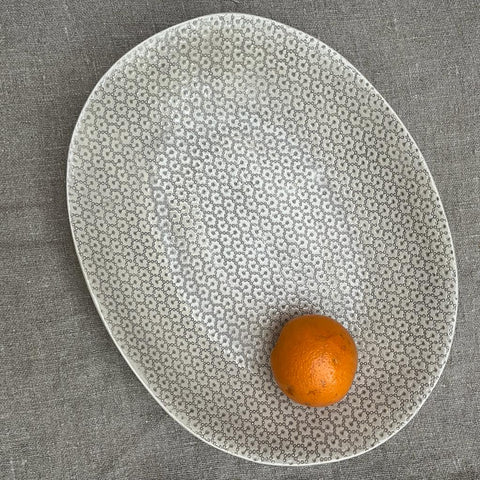Wonki Ware XL Pebble Oval Platter - Warm Grey Lace