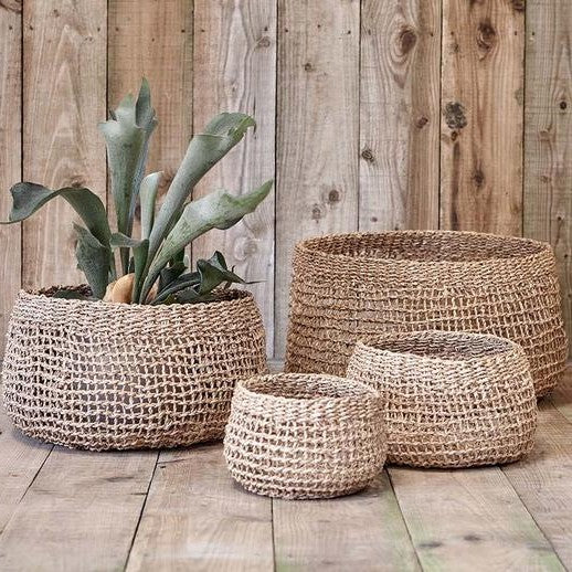 Handcrafted Seagreass Basket - Two Sizes - Greige - Home & Garden - Chiswick, London W4 