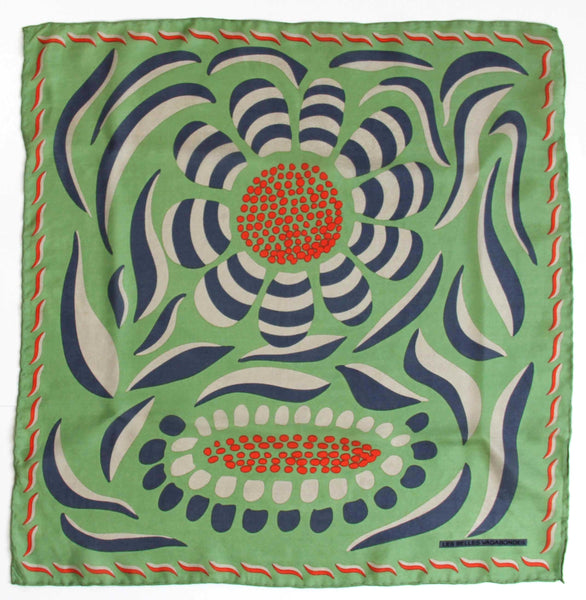 Hand-Printed Small Square Silk Scarf in Box - Forget Me Not Khaki