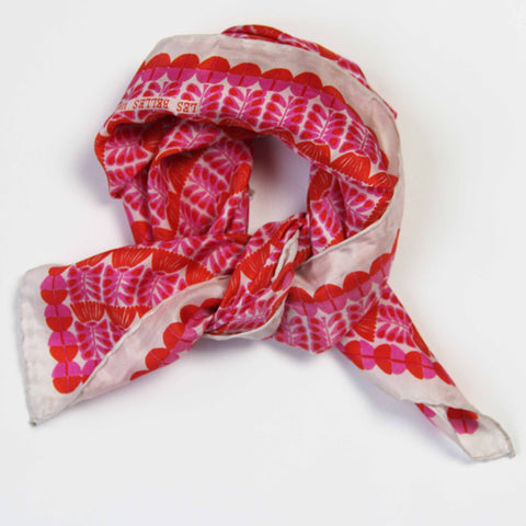 Hand-Printed Small Square Silk Scarf in Box - Oslo Fuchsia