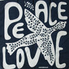 Hand-Printed Small Square Silk Scarf in Box - Peace &amp; Love Navy