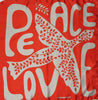Hand-Printed Small Square Silk Scarf in Box - Peace and Love Orange
