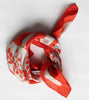 Hand-Printed Small Square Silk Scarf in Box - Peace and Love Orange