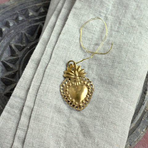 Mini Gold Heart Ornament or Tag