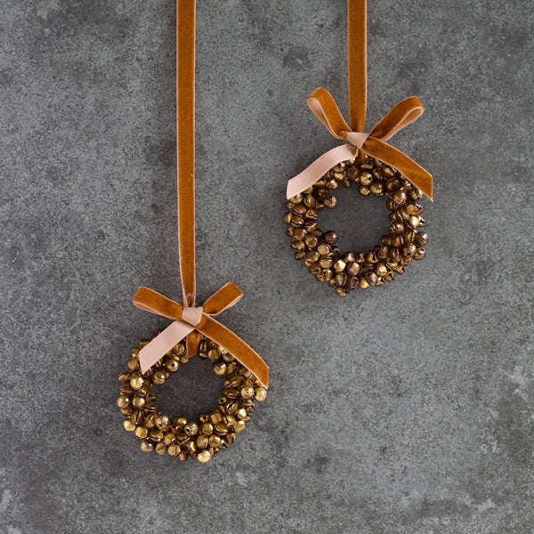 Mini Golden Bell Wreath - Set of Four - Napkin Rings