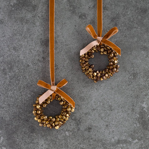 Mini Golden Bell Wreath - Set of Four - Napkin Rings