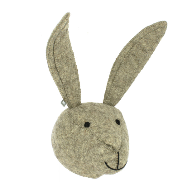 Mini Grey Hare Felt Wall Head by Fiona Walker, England