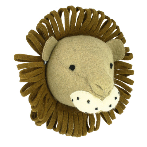 Mini Lion Felt Wall Head by Fiona Walker, England