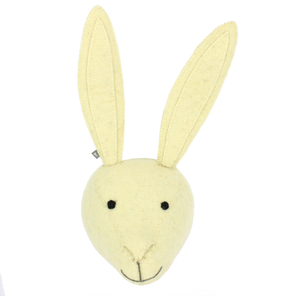Mini White Rabbit Felt Wall Head by Fiona Walker, England