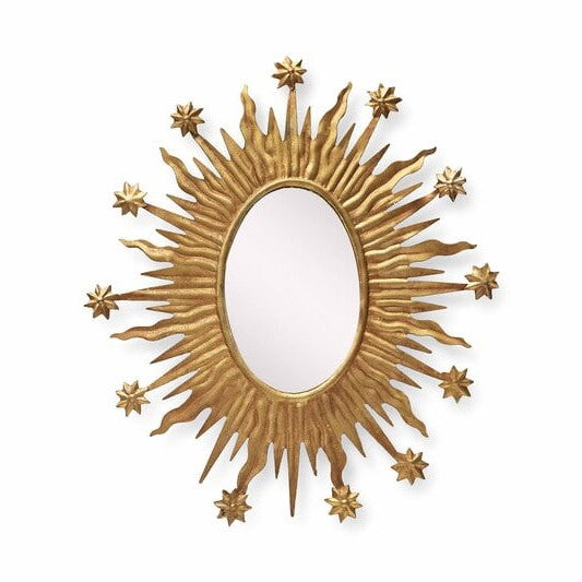 Celeste Mirror - Moon and Stars  - Gold mirror with star and flames - Boncoeurs