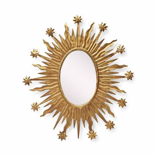 Celeste Mirror - Moon and Stars  - Gold mirror with star and flames - Boncoeurs