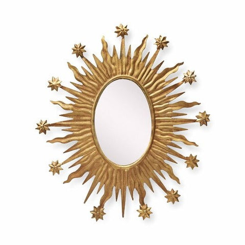 Celeste Mirror - Moon and Stars  - Gold mirror with star and flames - Boncoeurs