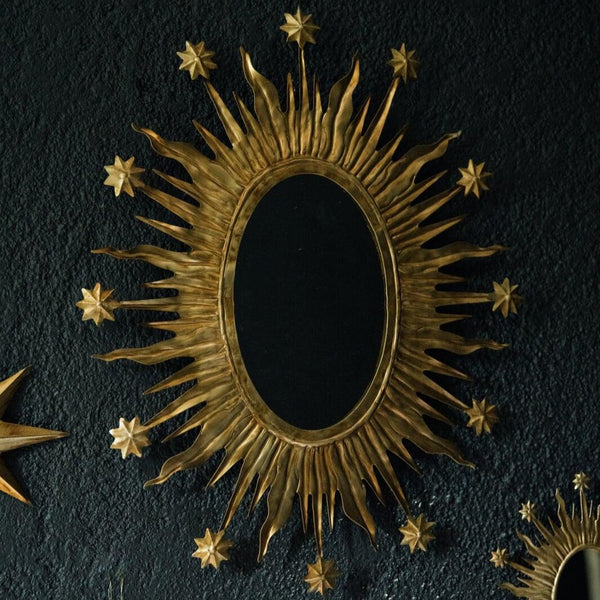 Galilee Mirror - Moon and Stars  - Gold mirror with star and flames - Boncoeurs